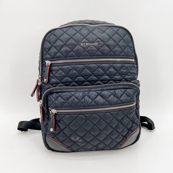 MZ Wallace Handbags - MZ Wallace Backpack Crosby Black Quilted Top Handle Pocket Nylon Travel Pocket